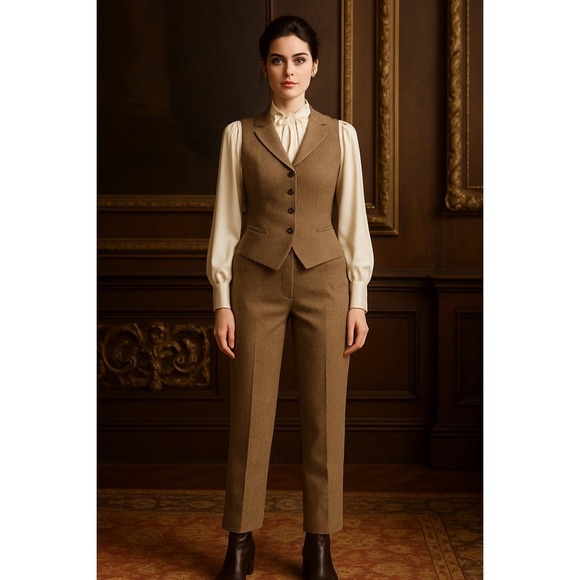 Orvis Pants - Orvis Women Pants Herringbone SZ 12P 80% Wool Lined Quality Winter Career Thick